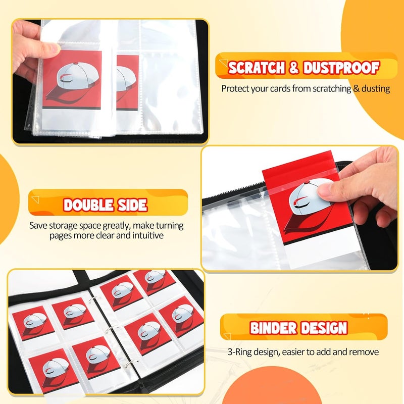 Daisiki Premium Collectible Trading Card Albums，Card Binder Fits 400 Cards with 50 Removable Sleeves，Display Game Card Case book Holder, Boys Hats Themes - Image 4